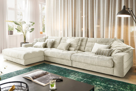 KAWOLA Sofa LANA XL Ecksofa Cord cremeweiß