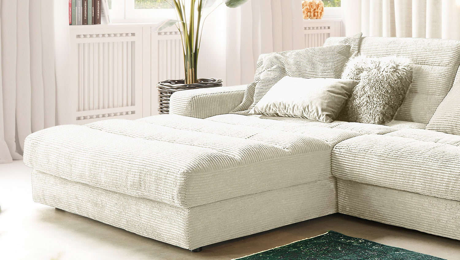 KAWOLA Sofa LANA XL Ecksofa Cord cremeweiß
