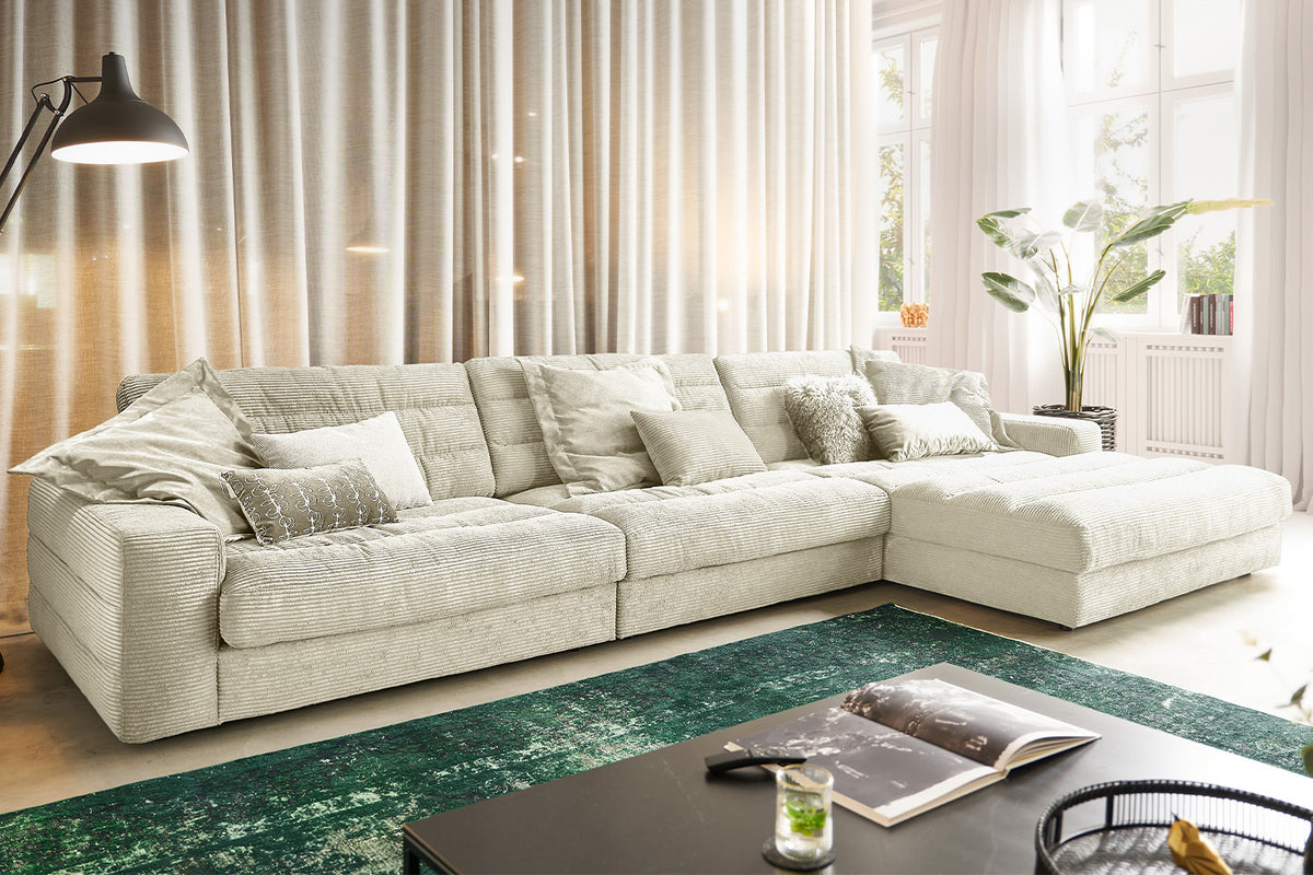 KAWOLA Sofa LANA XL Ecksofa Cord cremeweiß