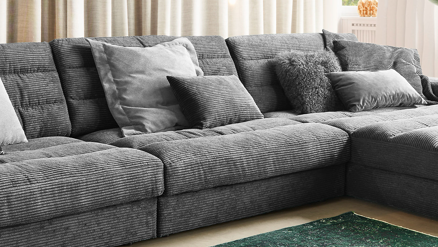 KAWOLA Sofa LANA XL Ecksofa Cord grau