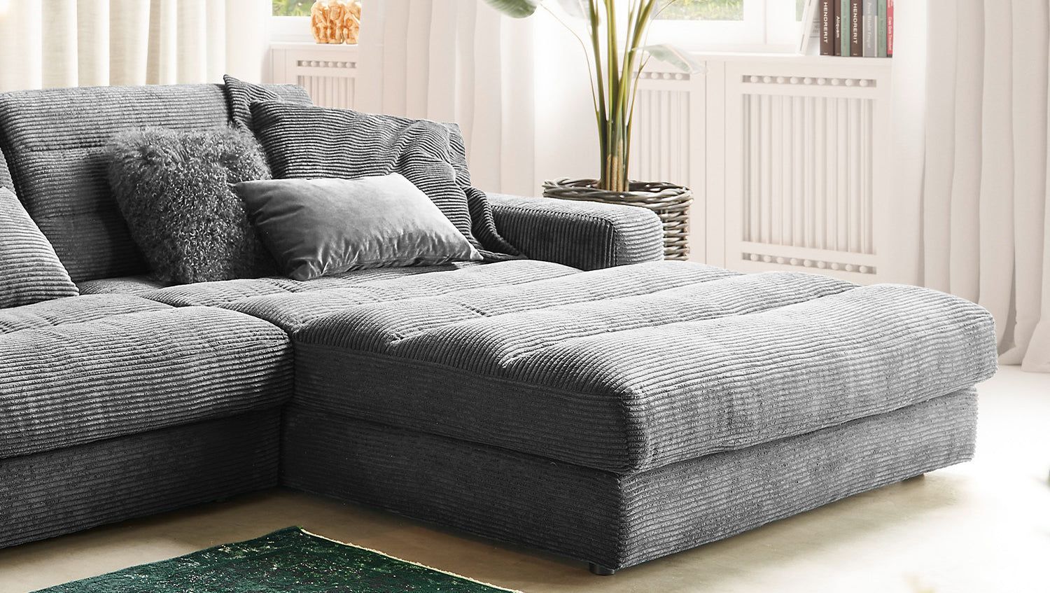 KAWOLA Sofa LANA XL Ecksofa Cord grau