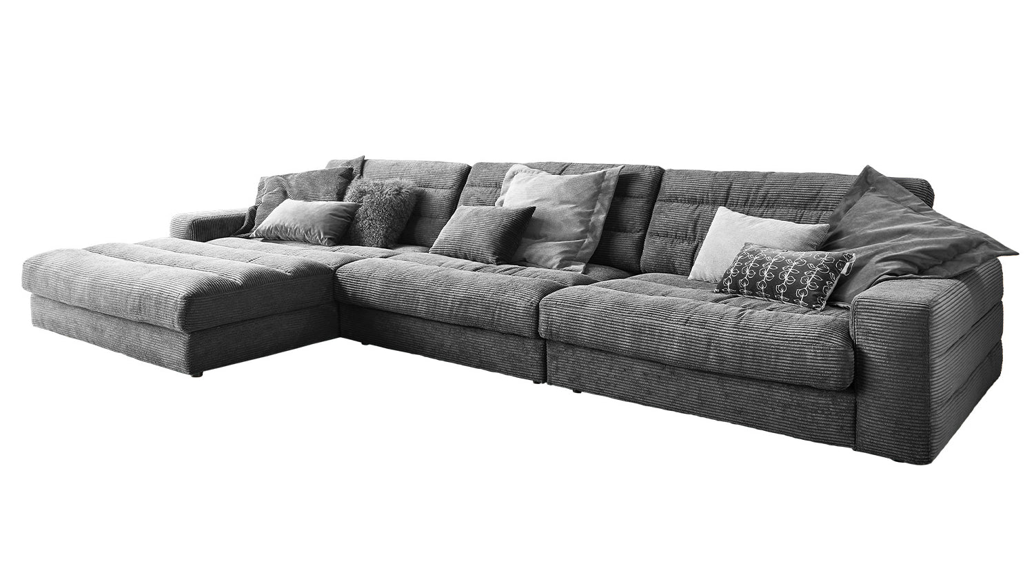KAWOLA Sofa LANA XL Ecksofa Cord grau