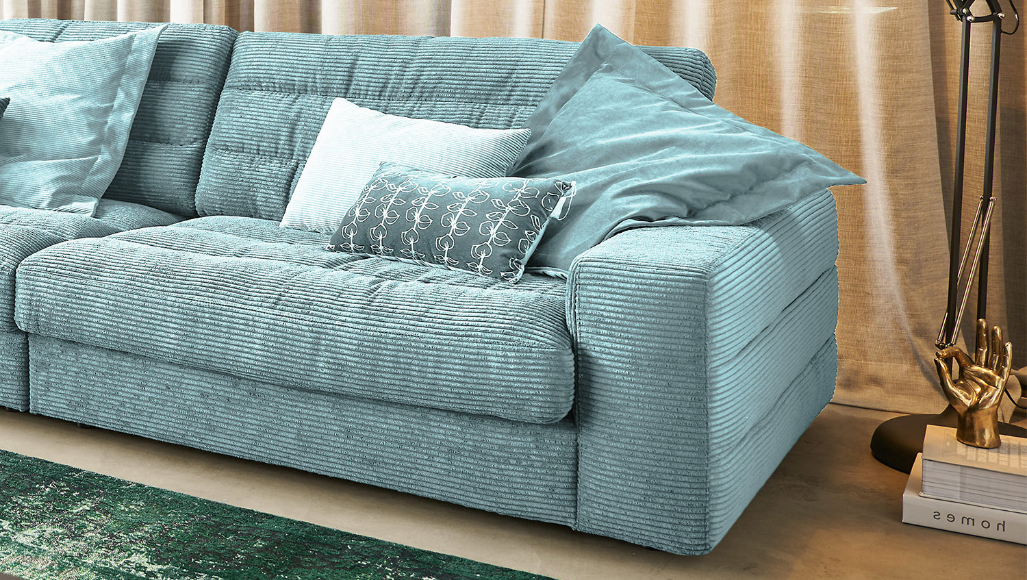 KAWOLA Sofa LANA XL Ecksofa Cord hellblau