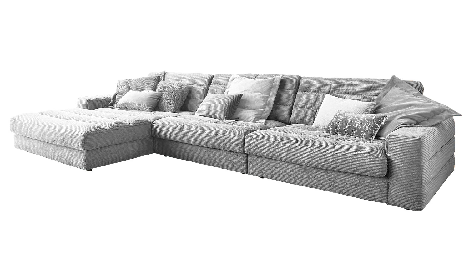 KAWOLA Sofa LANA XL Ecksofa Cord hellgrau