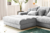 KAWOLA Sofa LANA XL Ecksofa Cord hellgrau