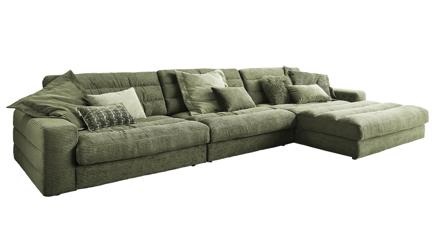 KAWOLA Sofa LANA XL Ecksofa Cord olivgrün