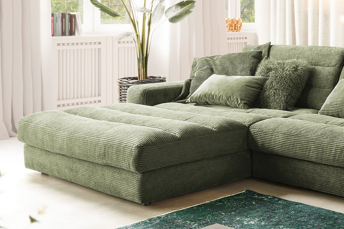 KAWOLA Sofa LANA XL Ecksofa Cord olivgrün