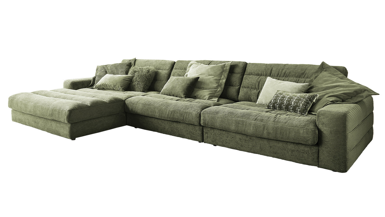 KAWOLA Sofa LANA XL Ecksofa Cord olivgrün