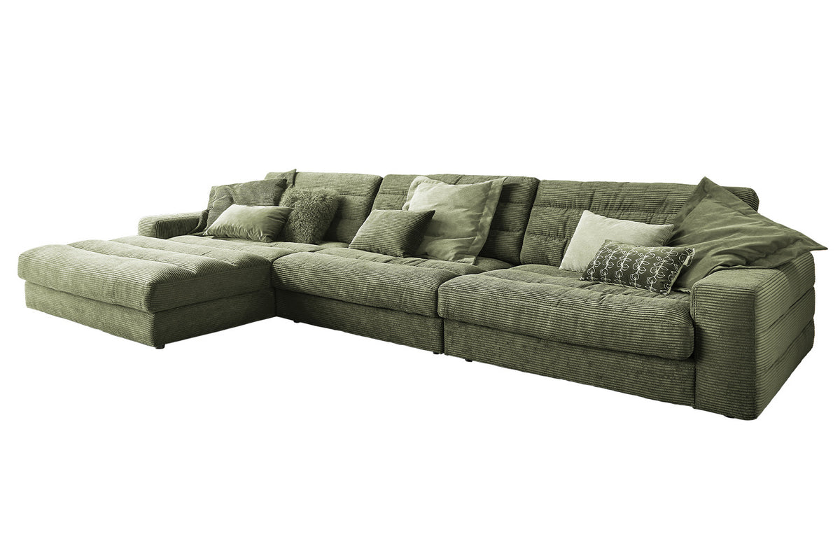 KAWOLA Sofa LANA XL Ecksofa Cord olivgrün