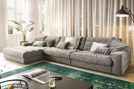 KAWOLA Sofa LANA XL Ecksofa Cord steingrau
