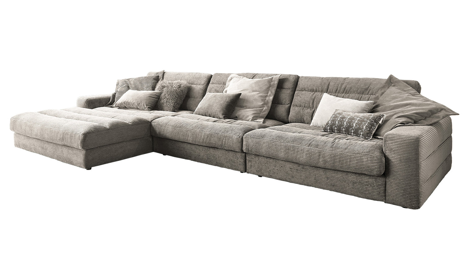 KAWOLA Sofa LANA XL Ecksofa Cord steingrau
