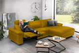 KAWOLA Sofa LOLA Ecksofa Stoff curry mit motorischer Relaxfunktion