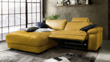 KAWOLA Sofa LOLA Ecksofa Stoff curry mit motorischer Relaxfunktion