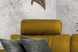 KAWOLA Sofa LOLA Ecksofa Stoff curry mit motorischer Relaxfunktion
