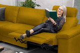 KAWOLA Sofa LOLA Ecksofa Stoff curry mit motorischer Relaxfunktion