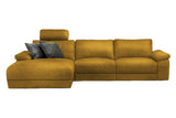 KAWOLA Sofa LOLA Ecksofa Stoff curry mit motorischer Relaxfunktion
