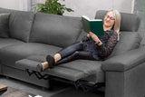 KAWOLA Sofa LOLA Ecksofa Stoff grau mit motorischer Relaxfunktion