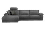 KAWOLA Sofa LOLA Ecksofa Stoff grau mit motorischer Relaxfunktion