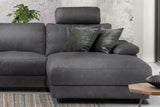 KAWOLA Sofa LOLA Ecksofa Stoff grau mit motorischer Relaxfunktion