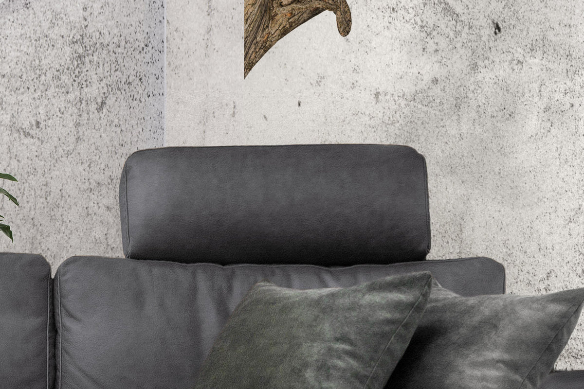 KAWOLA Sofa LOLA Ecksofa Stoff grau mit motorischer Relaxfunktion