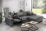 KAWOLA Sofa LOLA Ecksofa Stoff grau mit motorischer Relaxfunktion