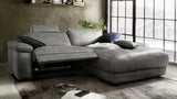 KAWOLA Sofa LOLA Ecksofa Stoff grau mit motorischer Relaxfunktion