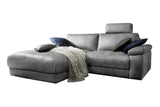 KAWOLA Sofa LOLA Ecksofa Stoff grau mit motorischer Relaxfunktion