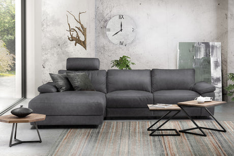 KAWOLA Sofa LOLA Ecksofa Stoff grau mit motorischer Relaxfunktion, 304 x 178, Links