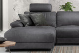 KAWOLA Sofa LOLA Ecksofa Stoff grau mit motorischer Relaxfunktion