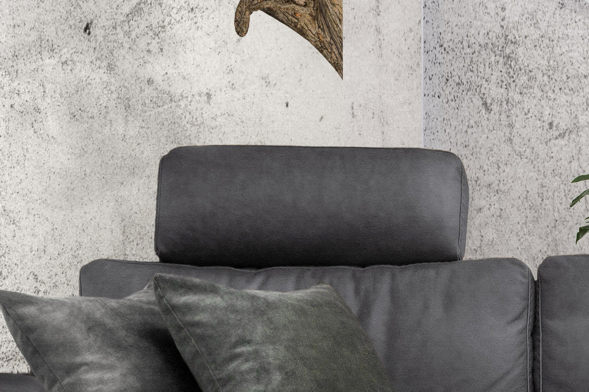 KAWOLA Sofa LOLA Ecksofa Stoff grau mit motorischer Relaxfunktion