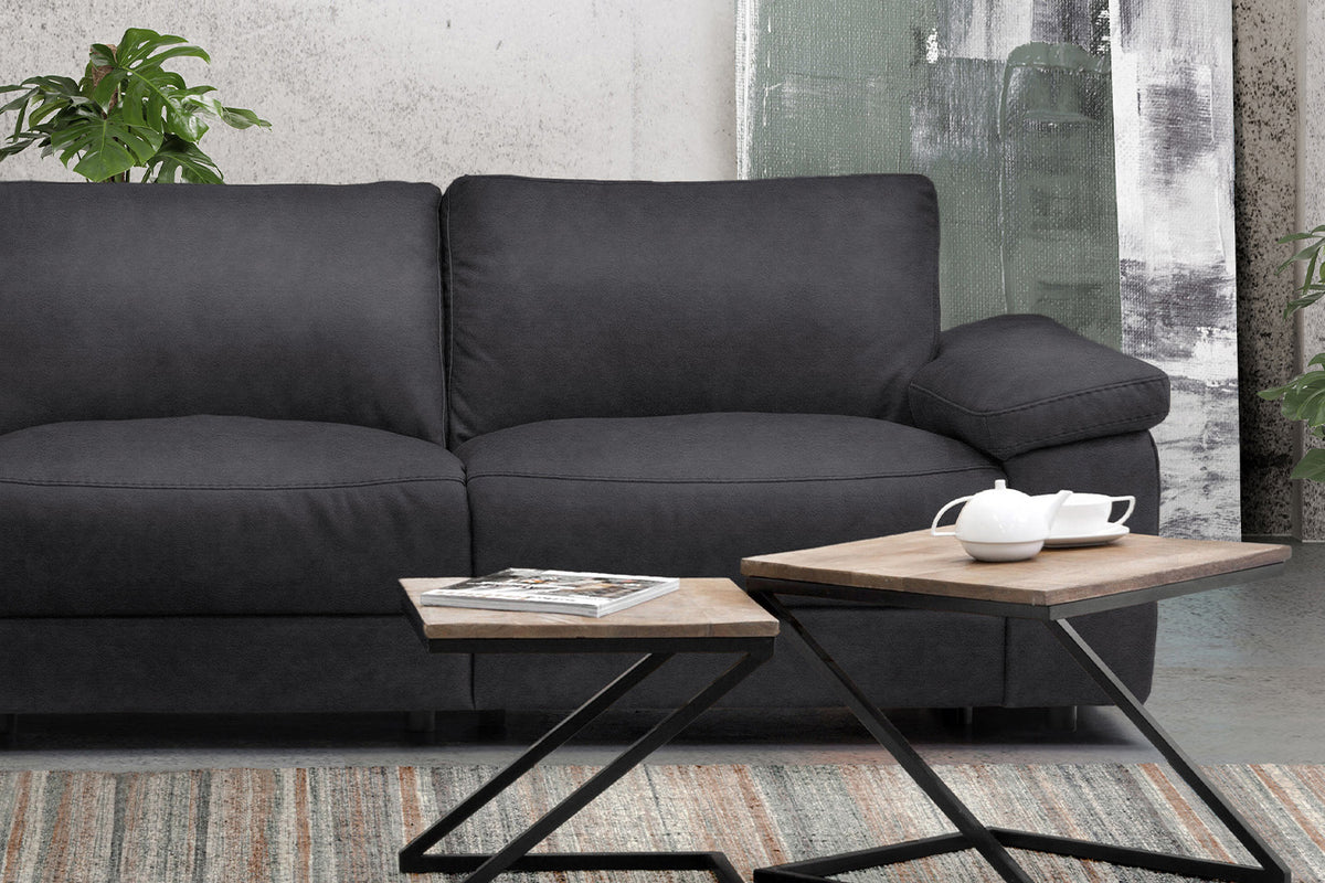KAWOLA Sofa LOLA Ecksofa Stoff schwarz mit motorischer Relaxfunktion