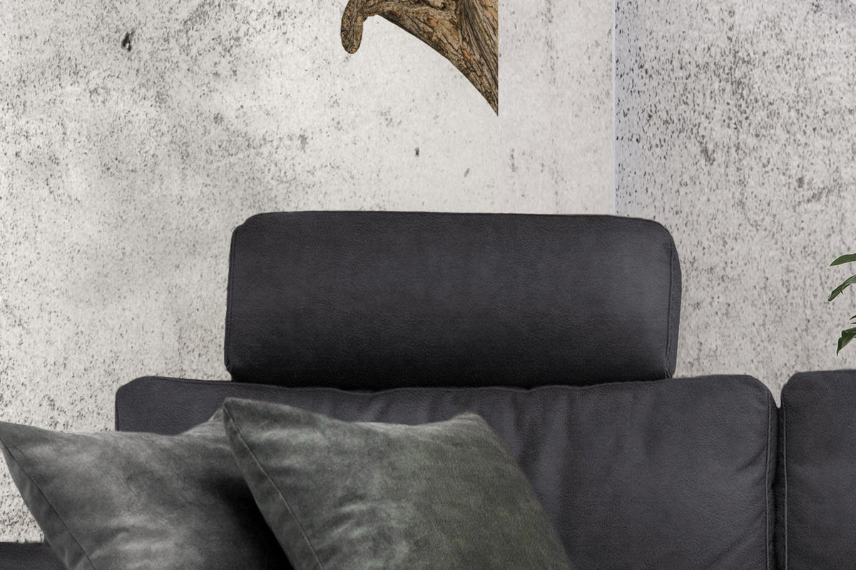KAWOLA Sofa LOLA Ecksofa Stoff schwarz mit motorischer Relaxfunktion