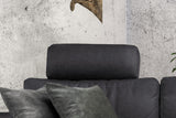 KAWOLA Sofa LOLA Ecksofa Stoff schwarz mit motorischer Relaxfunktion