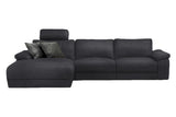 KAWOLA Sofa LOLA Ecksofa Stoff schwarz mit motorischer Relaxfunktion