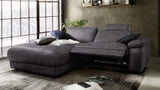 KAWOLA Sofa LOLA Ecksofa Stoff schwarz mit motorischer Relaxfunktion
