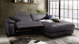 KAWOLA Sofa LOLA Ecksofa Stoff schwarz mit motorischer Relaxfunktion