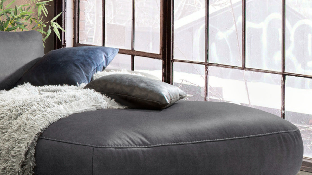 KAWOLA Sofa LOLA Ecksofa Stoff schwarz mit motorischer Relaxfunktion
