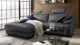 KAWOLA Sofa LOLA Ecksofa Stoff schwarz mit motorischer Relaxfunktion, 233 x 178, Links