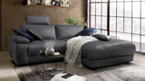 KAWOLA Sofa LOLA Ecksofa Stoff schwarz mit motorischer Relaxfunktion, 233 x 178, Rechts