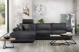 KAWOLA Sofa LOLA Ecksofa Stoff schwarz mit motorischer Relaxfunktion, 304 x 178, Links