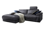 KAWOLA Sofa LOLA Ecksofa Stoff schwarz mit motorischer Relaxfunktion