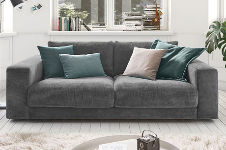 KAWOLA Sofa MADELINE 2-Sitzer Cord grau