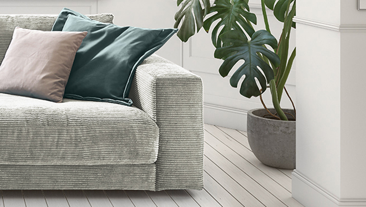 KAWOLA Sofa MADELINE 2-Sitzer Cord hellgrau