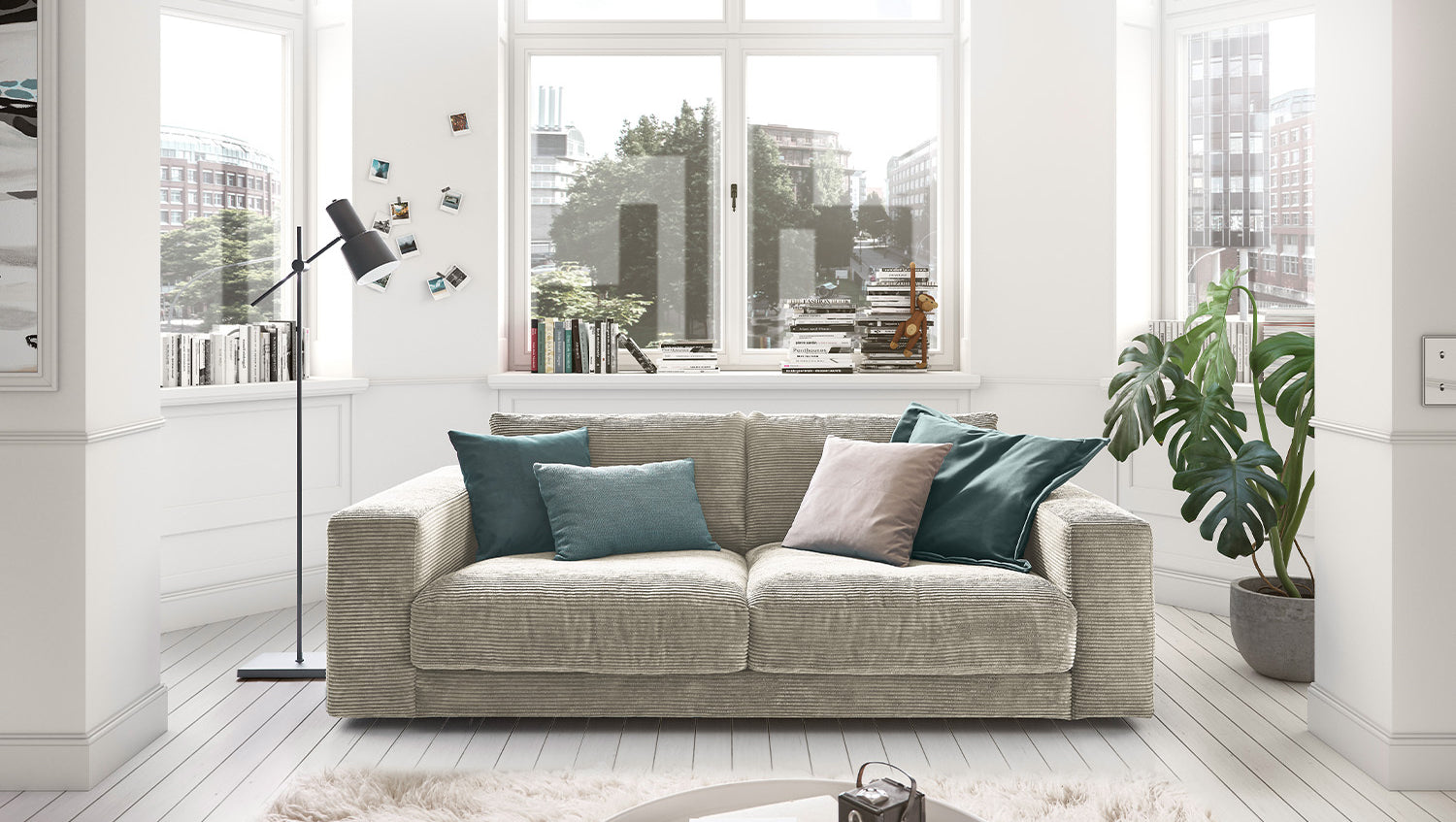 KAWOLA Sofa MADELINE 2-Sitzer Cord steingrau