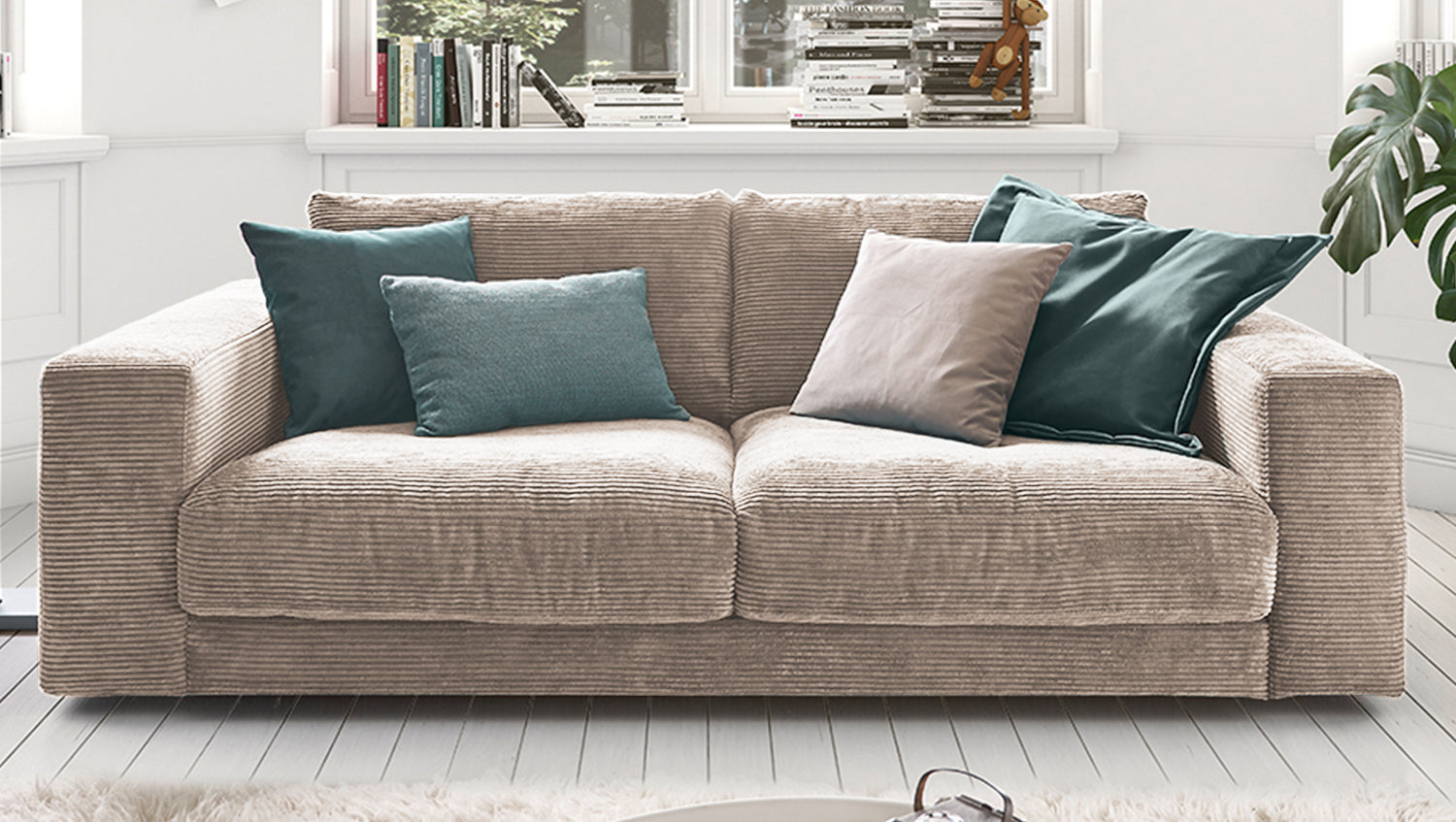 KAWOLA Sofa MADELINE 2-Sitzer Cord taupe