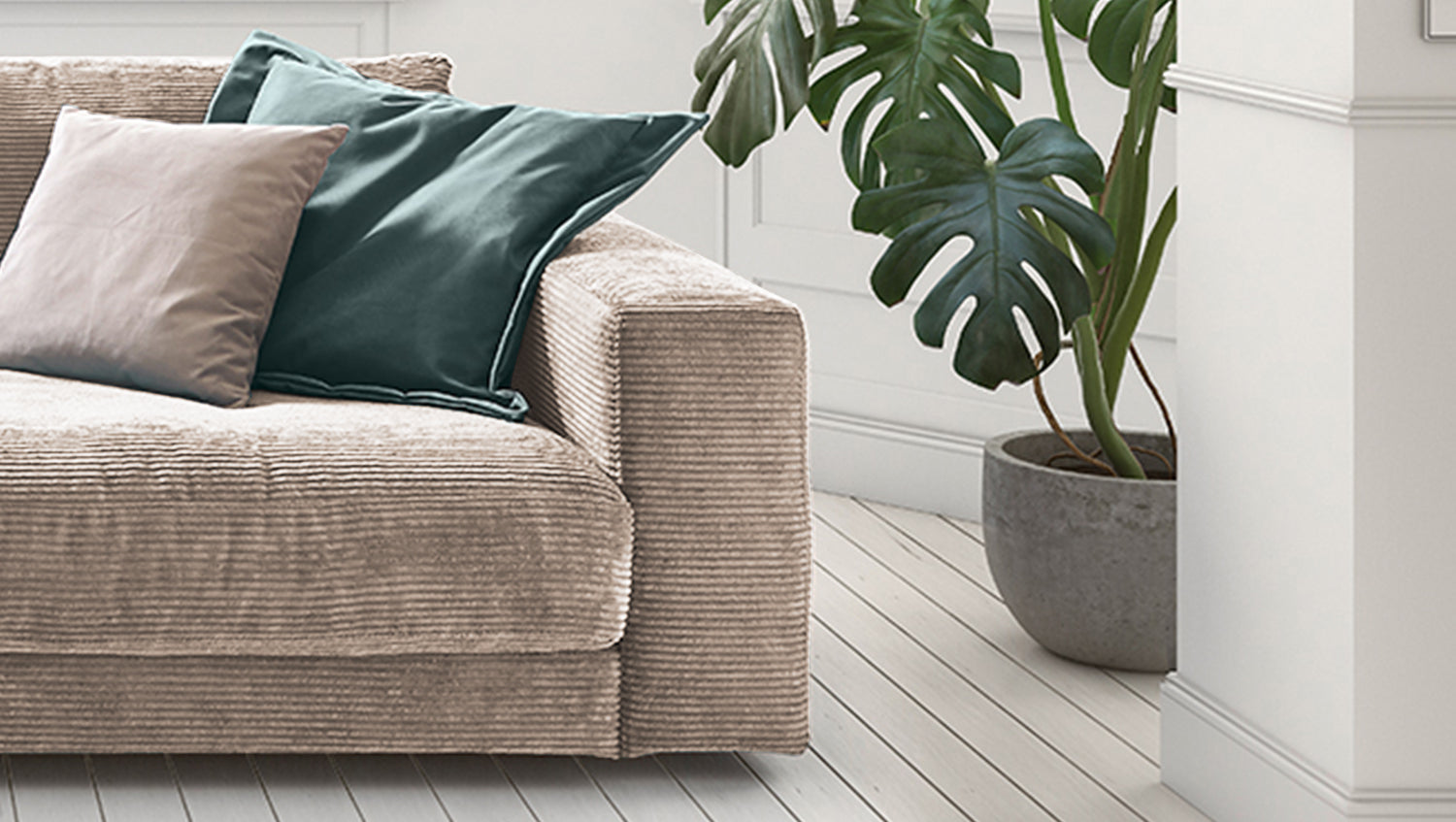 KAWOLA Sofa MADELINE 2-Sitzer Cord taupe
