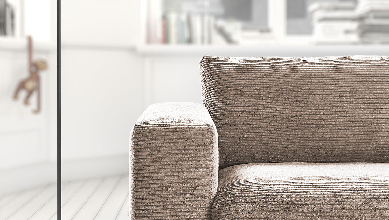 KAWOLA Sofa MADELINE 2-Sitzer Cord taupe