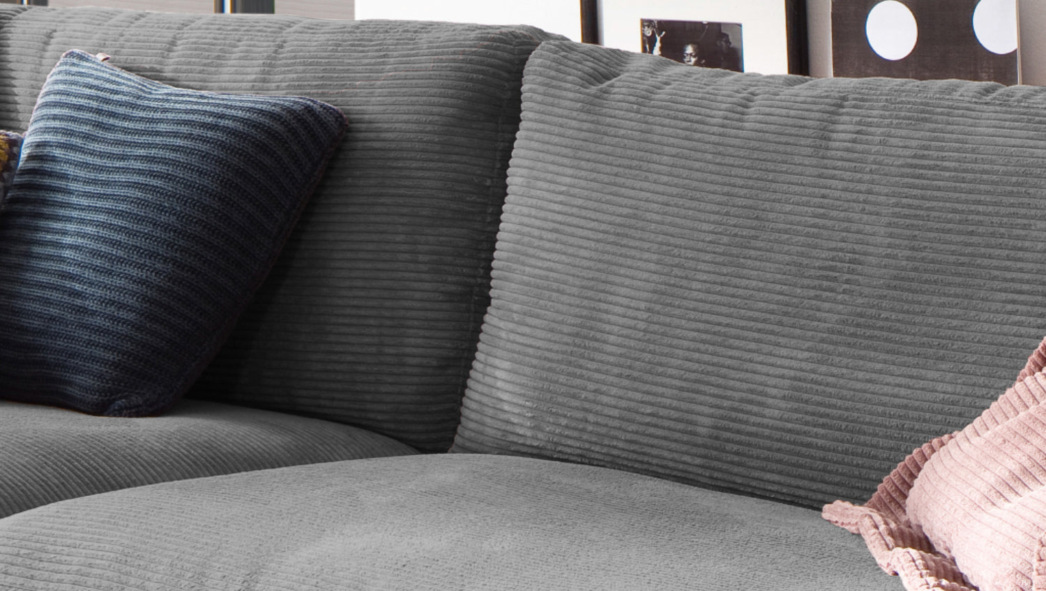 KAWOLA Sofa MADELINE 3-Sitzer Cord grau