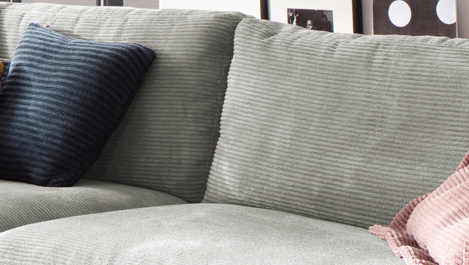 KAWOLA Sofa MADELINE 3-Sitzer Cord hellgrau