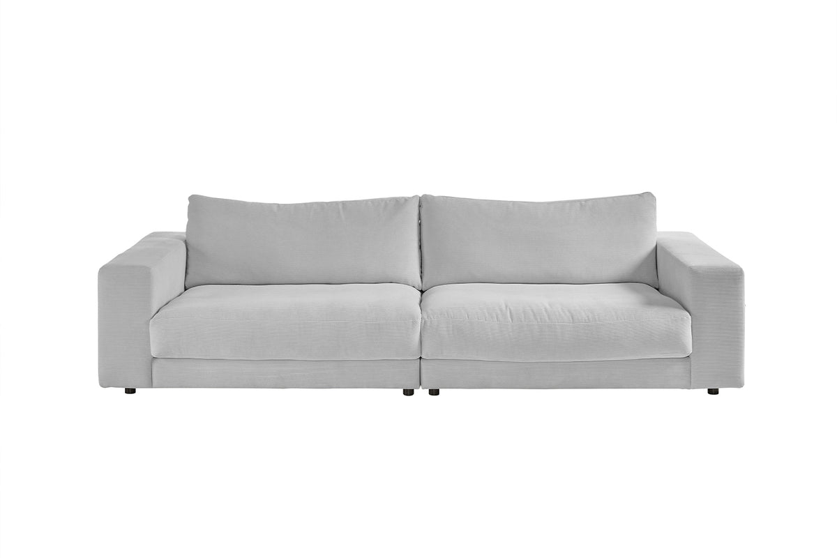 KAWOLA Sofa MADELINE 3-Sitzer Cord hellgrau